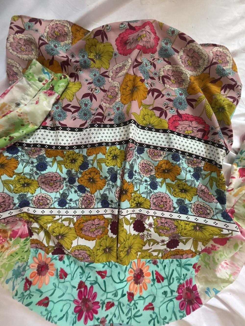John Mark Embroidered Floral Patchwork Button Up Blouse Size XL - Picture 6 of 6